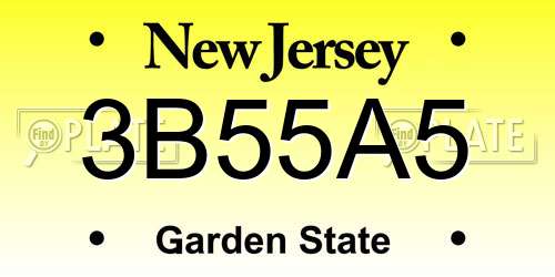 3B55A5 New Jersey License Plate