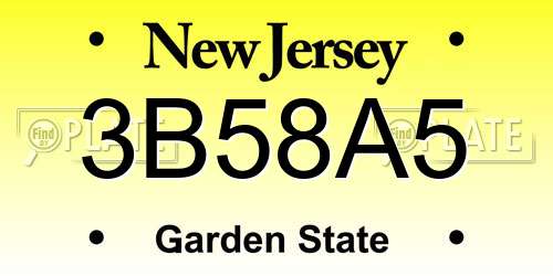 3B58A5 New Jersey License Plate