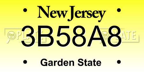 3B58A8 New Jersey License Plate