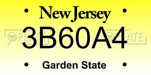 3B60A4 New Jersey License Plate