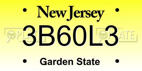 3B60L3 New Jersey License Plate