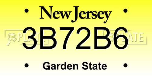 3B72B6 New Jersey License Plate