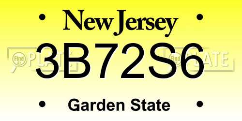 3B72S6 New Jersey License Plate