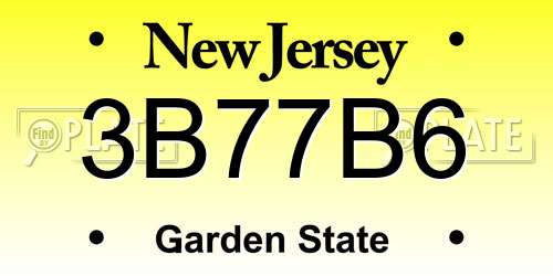 3B77B6 New Jersey License Plate