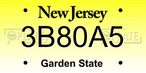 3B80A5 New Jersey License Plate