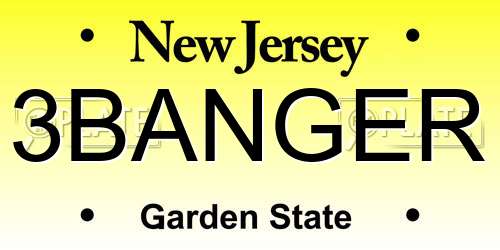 3BANGER New Jersey License Plate
