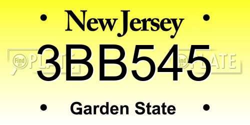 3BB545 New Jersey License Plate