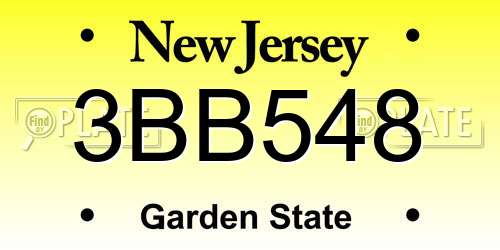 3BB548 New Jersey License Plate