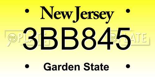 3BB845 New Jersey License Plate