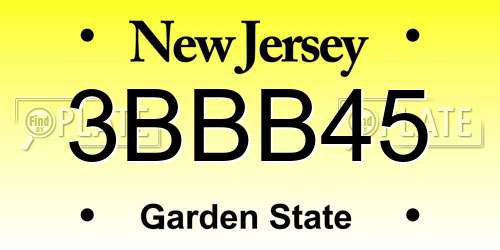 3BBB45 New Jersey License Plate