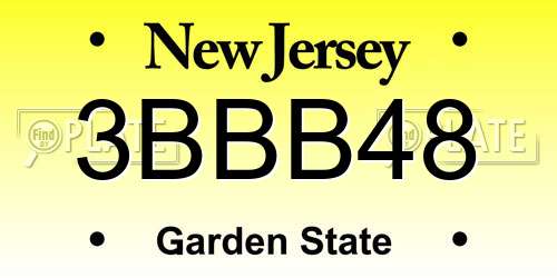 3BBB48 New Jersey License Plate
