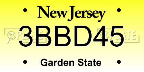 3BBD45 New Jersey License Plate