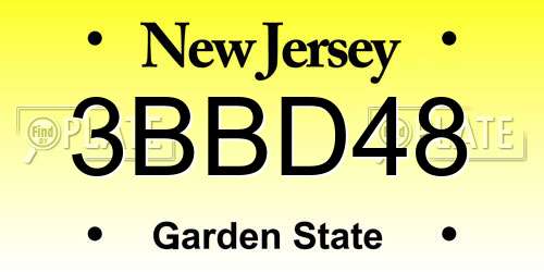 3BBD48 New Jersey License Plate