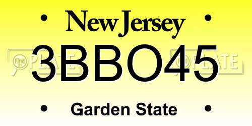 3BBO45 New Jersey License Plate
