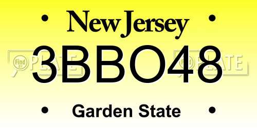 3BBO48 New Jersey License Plate