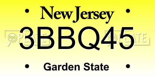 3BBQ45 New Jersey License Plate