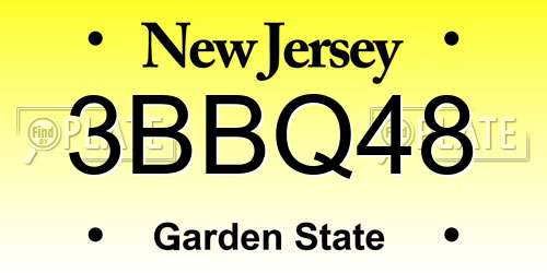 3BBQ48 New Jersey License Plate