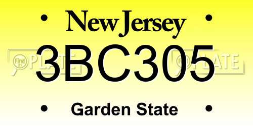 3BC305 New Jersey License Plate