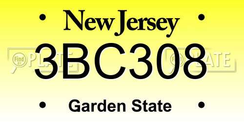 3BC308 New Jersey License Plate