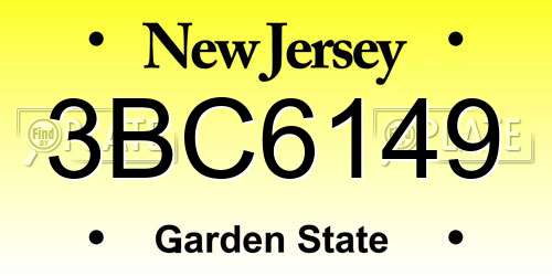 3BC6149 New Jersey License Plate