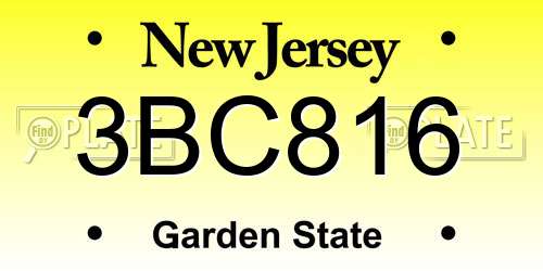 3BC816 New Jersey License Plate