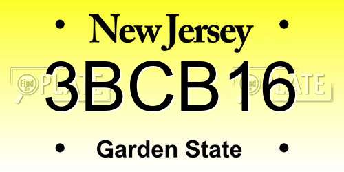 3BCB16 New Jersey License Plate