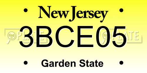 3BCE05 New Jersey License Plate