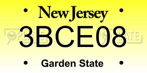 3BCE08 New Jersey License Plate
