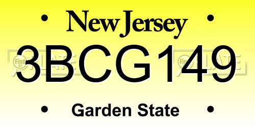 3BCG149 New Jersey License Plate