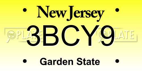 3BCY9 New Jersey License Plate