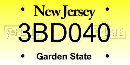 3BD040 New Jersey License Plate