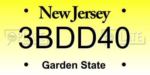 3BDD40 New Jersey License Plate