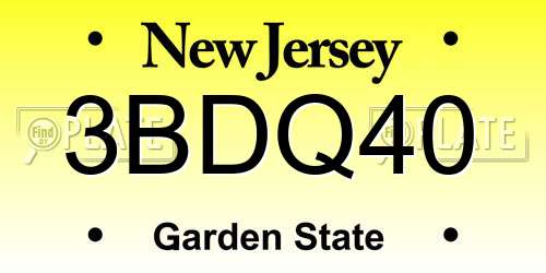 3BDQ40 New Jersey License Plate