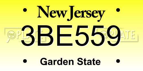 3BE559 New Jersey License Plate