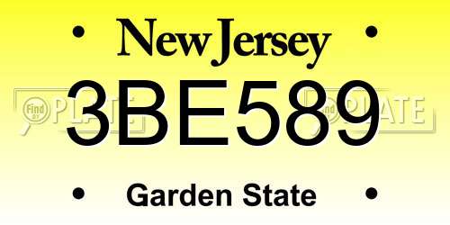 3BE589 New Jersey License Plate