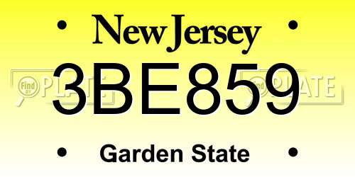 3BE859 New Jersey License Plate