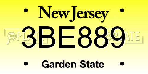 3BE889 New Jersey License Plate