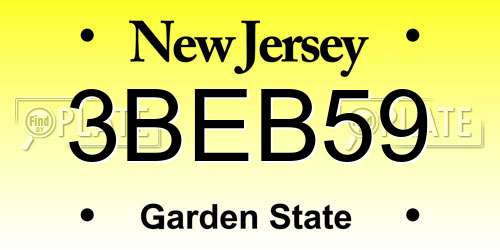 3BEB59 New Jersey License Plate