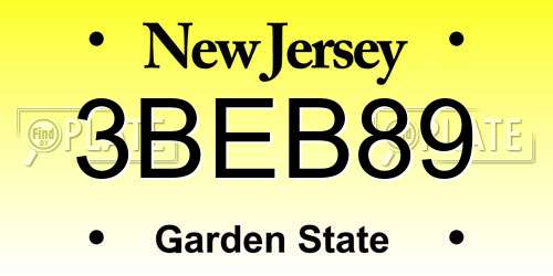 3BEB89 New Jersey License Plate