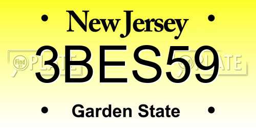 3BES59 New Jersey License Plate