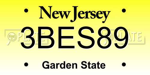 3BES89 New Jersey License Plate