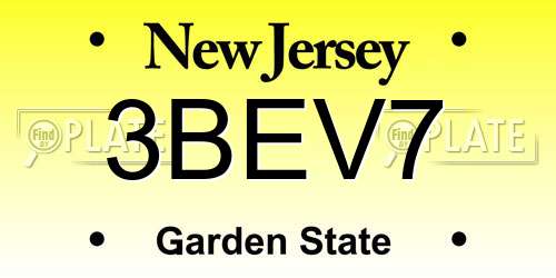 3BEV7 New Jersey License Plate