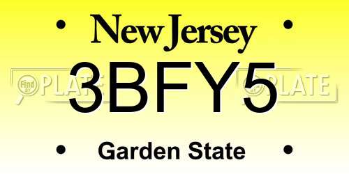3BFY5 New Jersey License Plate
