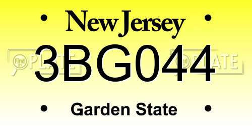 3BG044 New Jersey License Plate