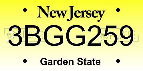 3BGG259 New Jersey License Plate