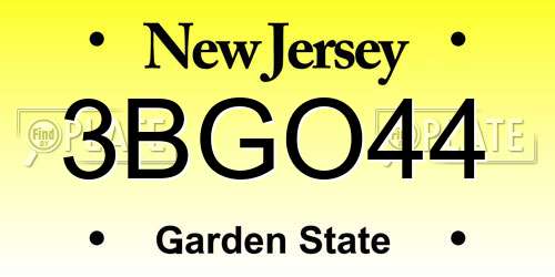 3BGO44 New Jersey License Plate