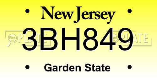 3BH849 New Jersey License Plate