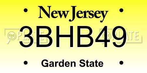 3BHB49 New Jersey License Plate