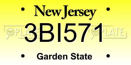 3BI571 New Jersey License Plate