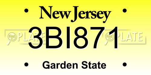 3BI871 New Jersey License Plate